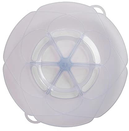 Kochblume das Original, Silikon Überkochschutz für Töpfe und Pfannen, Mikrowellen-Deckel, Spritzschutz und Dampfgar-Aufsatz | (eisblau, XL | Topfgröße 20-28cm)