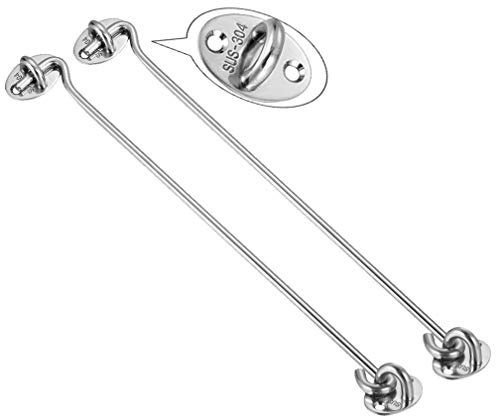 Cabin Hook【2PCS】SUS 304 Stainless Steel Eye Shed Gate Door Latch Silent Holder Window Brace,Φ 6mm/0.23inch