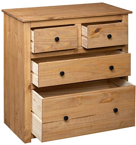 Tidyard Sideboard Kommode Seitenschrank Schubladenschrank Esszimmerschrank Mit 4 Schubladen,Mehrzweckschrank Büroschrank Highboard Anrichte Schubladenkommode 80 x 40 x 83 cm,Kiefer-Massivholz