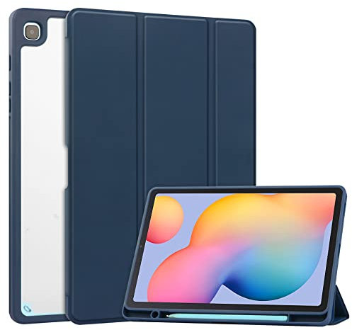 VOVIPO Slim Case for Samsung Galaxy Tab S6 Lite 10.4 inch 2022 (SM-P613/P619) & 2020 (SM-P610/P615),Shockproof Cover with Clear Transparent Back Shell with S Pen Holder-Navy