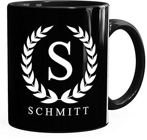 SpecialMe® Namenstasse personalisierte Kaffee-Tasse mit Namen und Initiale Monogramm persönliche Geschenke mit Namen schwarz Keramik-Tasse