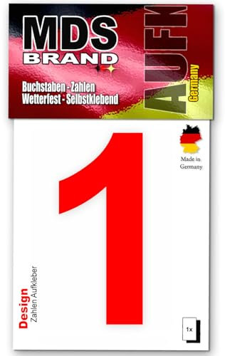 Basics von MDS Brand, 10cm Zahlen Aufkleber, Glänzend, 4 Stück, Zahlen zum aufkleben, Wetterfest klebezahlen (1)