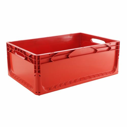 Karton EU Eurobox geschlossen 60 x 40 x 22 cm Rot lebensmittelecht Eurobehälter Transportbox Lagerbox Behälter Lagerkiste Stapelbox