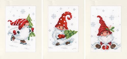 Vervaco PN-0189708 Cross Stitch Set, Greeting Cards, Counted Pattern, Cotton, Multi-Colour, 10.5 x 15 cm, 3 Quantities