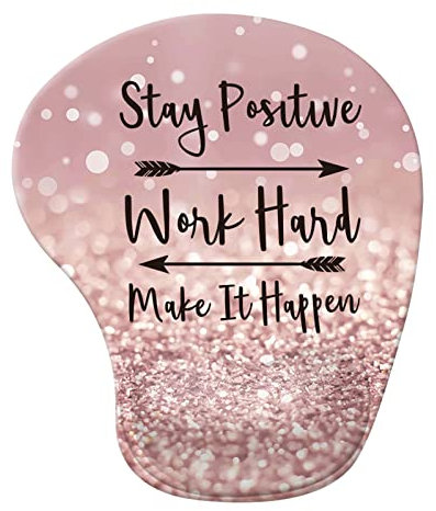 iCasso Mouse Mat Wrist Support, Ergonomic Memory Foam Mouse Wrist Rest Support, Non-Slip Rubber Base Mousepad for Laptop Home Office Gaming Working Easy Typing and Pain Relief - Rose Gold Pink