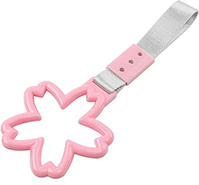 Tsurikawa Griff,MoreChioce Sakura Form Hintere Stoßstange Warnringe Auto Handschlaufe Drift Charm Warnring Dekorative Warnschlaufen Auto Dekoration Zubehör,Silber Rosa