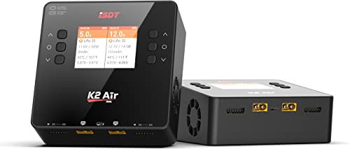ISDT K2 Air Dual Channel Fast Charger for LiFe, Lilon, LiPo, LiHv 1-6S, Pb 1-12S, NiMH/Cd 1-16S Batteries, 200W/500Wx2, Smart Balance Discharger/Charger