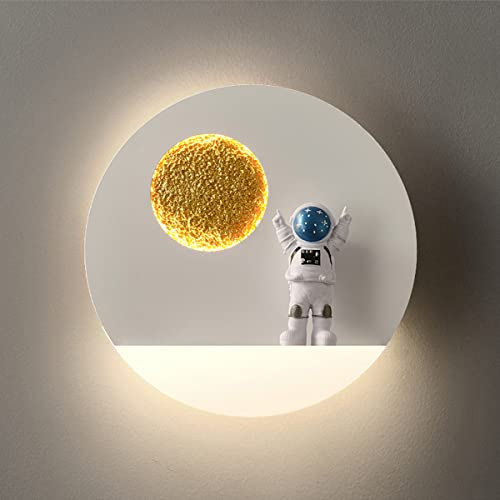 HKLY Astronaut LED Wandleuchte Kinderzimmerlampe, Metall Wandbeleuchtung Dimmbar mit Fernbedienung Innen Modern Kinder Wandlampe für Jungen Mädchen Zimmer Nachtlicht 12W,A2
