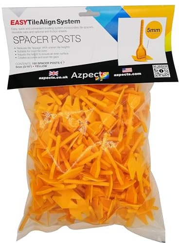 Azpects EASYTileAlign Pack of 150x 5mm (3/16) Leveling Spacer Posts for Tile Leveling System. Great for Professional and Home Use, Aligning Flooring Spacers Tool for Patio Slabs and Tiles