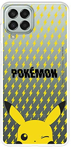 Samsung Galaxy M33 5G Case, Official Pokémon, Pikachu Lightning Background to Protect Your Mobile, Flexible Silicone iPhone Case with Official Licensed by Pokémon