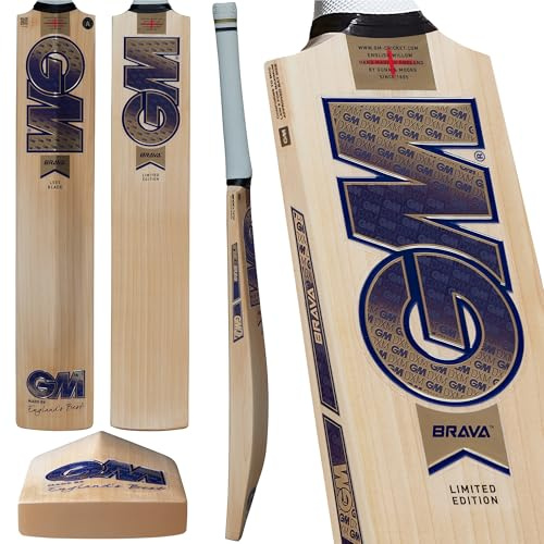 Gunn & Moore GM, Brava, Cricketschläger, DXM & TTNOW Technologies, Prime English Willow, 606, L555 Klinge, volle Größe, geeignet für Spieler ab 175 cm