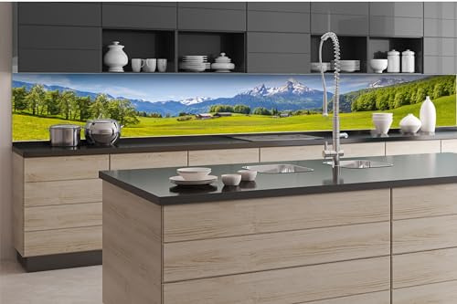 Dimex Küchenrückwand Folie Selbstklebend ALPENBLICK 350 x 60 cm | Klebefolie - Dekofolie - Spritzschutz für Küche | Made in EU