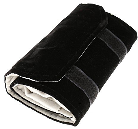 Doumneou Rotolo di gioielli Borsa per gioielli, realizzata in flanella, per anelli, per conservare gioielli si viaggia - Nero, Grigio,