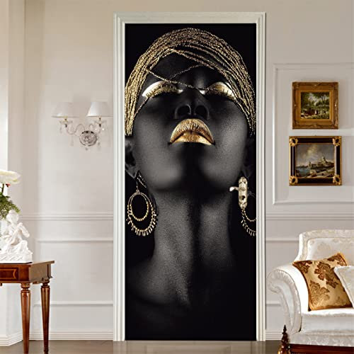 3D Türaufkleber Afrika & Schönheit Türposter Türaufkleber Wasserdicht Abnehmbare Vinyl türfolie Fototapete diy Wandbild Wohnzimmer Schlafzimmer Kinderzimmer Badezimmer B85 x H205cm