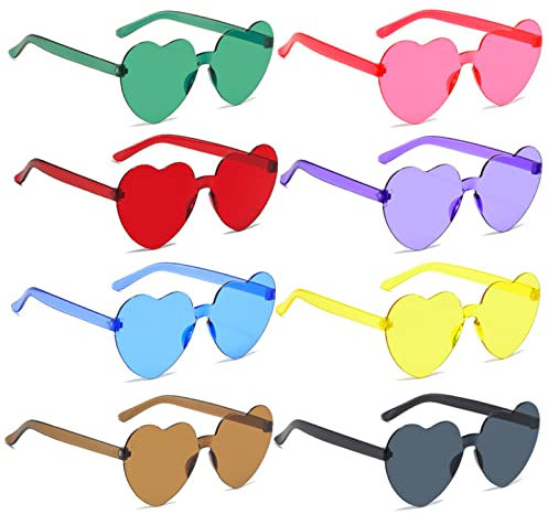 Qunkun Herzform Sonnenbrille, Bride Herz Brille, Herz Sonnenbrille, Brille Team Braut, Transparente Retro Herzform Brille, Junggesellenabschied Deko Frauen, Partybrille für Jga Foto Accessoires (8p)