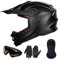 ILM Motorradhelm Kinder Motocross Kinderfahrradreithelm mit Brillen Maske Handschuhe Junge Und Mädchen ECE Model Z705,Matte Black,L