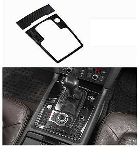 JORAsa Auto-Konsolen-Schalthebel-Wasserbecherhalter-Dekorations-Abdeckungs-Gang-Multimedia-Panel-Aufkleber-Ordnung, kompatibel mit Audi Q7 Auto-Innenausstattung (Color : D Black)