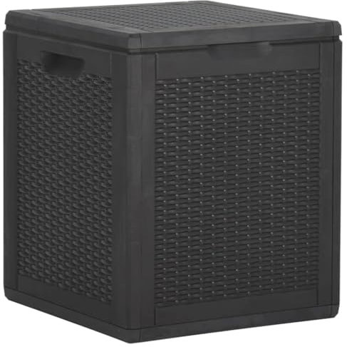 vidaXL Caja de Almacenaje para Jardín Cofre Almacenamiento Patio Terraza Exterior Embalaje Herramientas Jardinería Organizador 90L PP Ratán Negra
