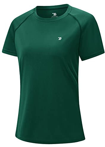 donhobo Activewear-T-Shirts für Damen Kurzarm Sport Sommershirt Casual Rundhals Laufshirt Atmungsaktiv Funktionsshirt Schnell Trocken Elastisch Yoga Gym Shirts (Grün, L)