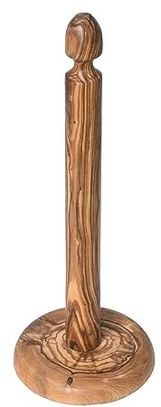 HORREA CAELIA KÜCHENROLLENHALTER – handgefertigt aus Olivenholz – Rollenhalter für Küche, Schlafzimmer und Bad, ohne Boren– nachhaltig, langlebig und stabil