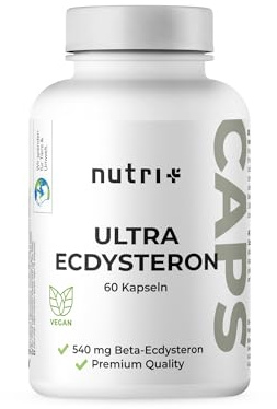 Nutri + Ultra Ecdysteron + Leucin Kapseln hochdosiert - 790 mg Wirkstoff Komplex pro Kapsel - 540 mg beta Ecdysterone 90% 250 mg L-Leucin Pulver vegan