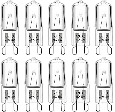SCNNC G9 Halogen Leuchtmittel 25W 230V, Halogen Backofenlampe G9 Dimmbar 330lm Warmweiß 2700K, G9 Halogen Ofen für Backofen, Mikrowelle, Herd, Wachslampe, 10 Stück