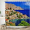ASDCXZ Tenda da doccia paesaggio 180 x 200 cm, Europa Grecia Mare Isola Naturale Paesaggio Colorato Edificio Bagno Lavabile Tende da Doccia Poliestere Tessuto Impermeabile Tenda da Bagno per Vasca da