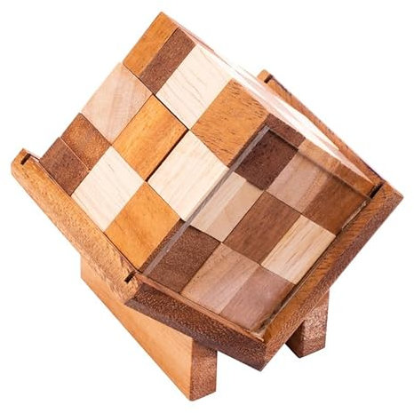 Engelhart - 350390 - Cube in Box en Bois Écologique - Casse-Tête Difficile 3D - 9 Pièces - Défi Intellectuel pour 1 Joueur - Solution Incluse - Casse Tete Adultes