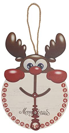 Tyenaza Weihnachts-Countdown-Schild, Hängende Elch-Uhr aus Holz, Weihnachts-Hängeornamente, Kunstmalerei, Handgefertigte Malerei Für Zuhause, Bauernhaus-Dekorationen