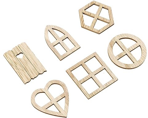 Emoshayoga Holzausschnitte Holzfenster Ausschnitte, 100 Stück, Multipurpose DIY, Innovative Handwerks-Holzschnitte für Kinder, Basteln, Hausdekoration