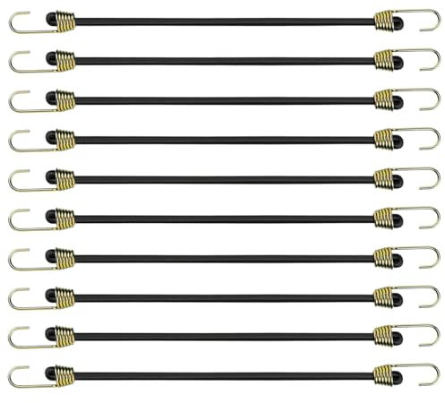 10 pcs Tendeurs Elastique avec Crochets, 24 cm Petite Corde Ajustable avec Attache Mini Sandow Bache en Caoutchouc Cordon de Bagage Robuste Sangle de Tension Universel pour Camping Tente Fixation