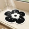 Tapis de douche rond en luffa en PVC antidérapant et anti-moisissure avec drainage, séchage rapide (noir, 50 x 50 cm)