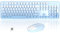 COVEVA - 2.4GHz Colorful Wireless Keyboard and Mouse Set, Retro Wireless Round Keyboard, Cute Round Keyboard, 104 Full Size Keys with Switch Button for PC Laptop and