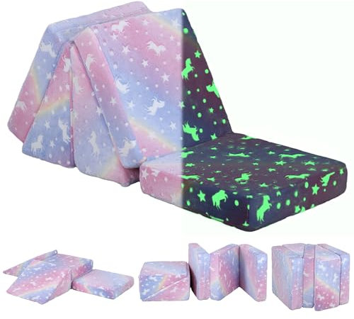 AIYAPLAY Spielsofa für Kinder, Kindersofa Schlafsofa im Dunkeln Leuchtend, Fancy Spielsofa Kindercouch Mini Couch für Kuschelecke, Kinderzimmer, Spielzimmer, Schlafzimmer, Rosa