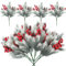 RECUTMS 8Pcs Artificial Pine Needles Branches Christmas Fake Greenery Pine Picks with Pinecone Red Berries Faux Pine Leaves Plant Sprigs for Christmas Garland Wreath Home Garden Decoration (White)