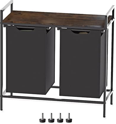 Wäschekorb 2 Fächer, Wäschesammler mit Ablage,Wäschesack aus Oxford-Gewebe Ausziehbar Abnehmbar, Wäschebox, 73 x33x73cm