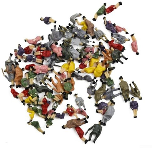 Hasaller Modelleisenbahn-Figuren HO Maßstab 1:87 sitzende Menschen Figuren 90 Stück sortierte Farben Kunststoff Modell Passagiere verschiedene Posen für Sand Tisch Herstellung Szene Dekoration