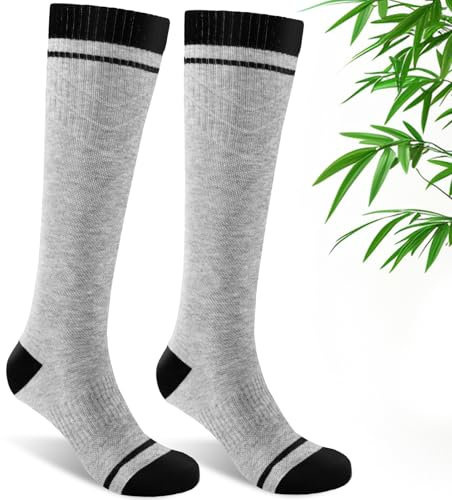 SONORAN Bamboo Viscose Compression Socks for Women & Men (1 Pair) 15-20 mmHg Knee High Support for Nurses, Travel, Pregnant S/M（Gray）
