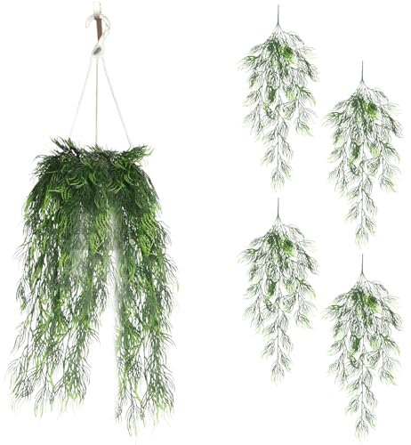 astylishome Artificial Plants Indoor 4 Set Small Fake Plant Vine Outdoors Faux Leaves Green Vines for Office Desk Bedroom Kitchen House Garden Decoration 2303