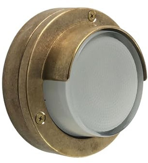 Licht-Erlebnisse Kleine Wandlampe außen Ø 14 cm rund Messing Glas G9 IP64 Maritim Outdoor Wandleuchte Balkon Lampe Treppenbeleuchtung Terrassenlampe