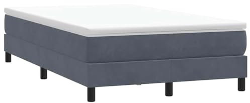 vidaXL Boxspringbett ohne Matratze Dunkelgrau 120x220 cm Samt, Bett, Bettgestell, Doppelbett, Schlafzimmermöbel, Bettrahmen, Samtbett, Polsterbett