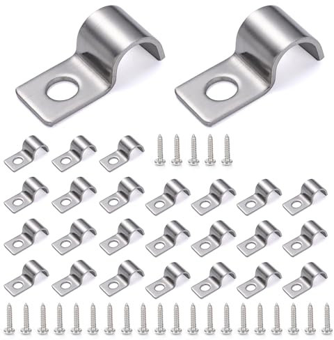 TIANLIN M10 Kabelschellen Metall, 25 Stück Kabelschellen zum Schrauben, 304 Edelstahl Kabelhalter Wand, Wandmontierte Kabelklemme mit Schrauben, für Kabeln Bündigen Installation