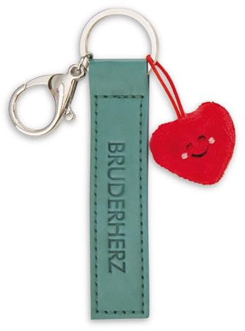 NICI Schlüsselanhänger Bruderherz Kunstlederband grün 10cm mit Herz