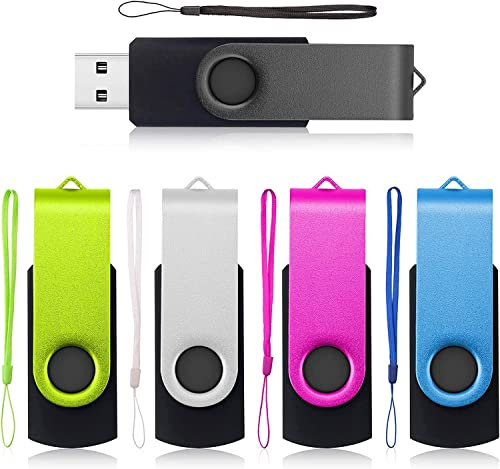 USB Sticks 64GB 5 Stück, AreTop Speicherstick Rotate Metall Mehrfarbig High Speed USB 2.0 Flash Drive Pack (Mehrfarbig)