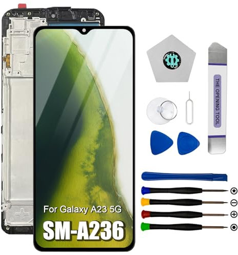 Dinow Écran pour Samsung Galaxy A23 5G SM-A236U, SM-A236U1, SM-A236B, SM-A236B/DS, SM-A236B/DSN, SM-A236E Complet LCD Tactile pour Samsung Galaxy A23 Display (avec Outil de réparation)
