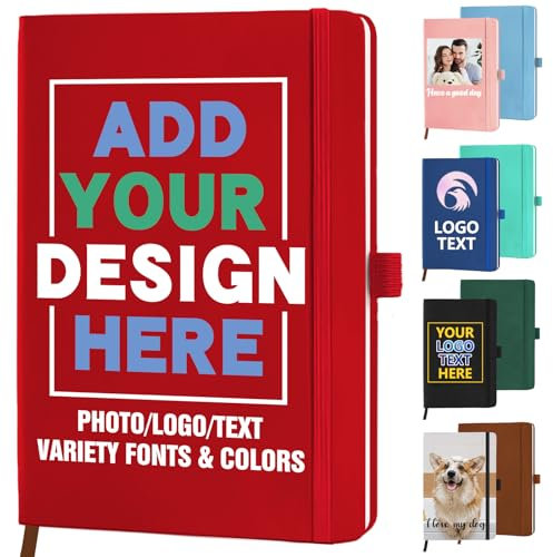 STREADVE Notizbuch Personalisiert mit Logo Namen Foto Leder Notizbuch A5 Liniert Personalisiertes Notebook Tagebuch Geschenk für Erwachsene Geburtstag Teenager Lehrerin