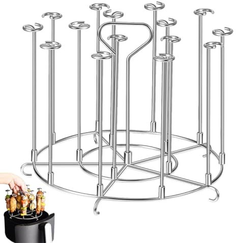 Yiomxhi Heißluftfritteuse Spießen Grillrost Edelstahl, Vertikaler Spieß Rack Mehrzweck Luftfritteuse Gestell, Luftfritteusenständer Grillspieße Airfryer Zubehör Air Fryer Rack