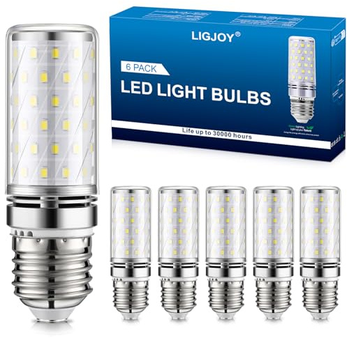 LIGJOY Glühbirne E27 LED Kaltweiss 6000K, Extra Hell LED Lampe 7W Ersetzt 70W Glühlampe, Flimmerfrei, Maiskolben Leuchtmittel, Energiesparlampe Birne, Nicht Dimmbar, AC 220-240V, 6er set