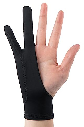 Tablett ritning handskar andas förhindra smet 3 lager 2 fingermålning handskar konstnär skissar svart (M)