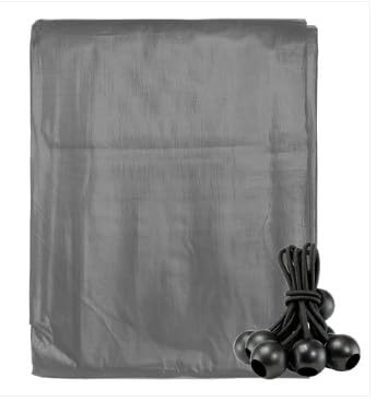 AP Supplies Grey Tarpaulin 1.5m x 2m, 10 Bungee Balls